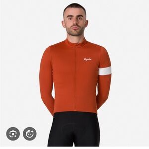 Rapha Core Thermal Long Sleeve Jersey Cycling Jacket Zip Up Orange Pit Small NWT
